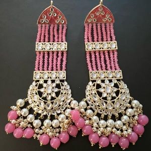 Pink Faux Kundan Earrings
